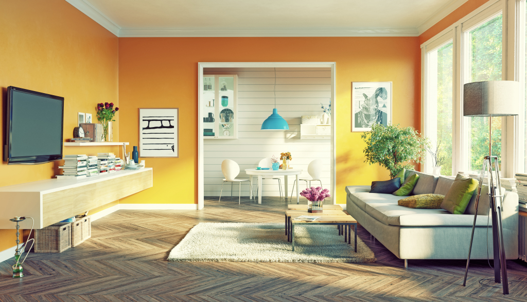 Logement avec décoration jaune